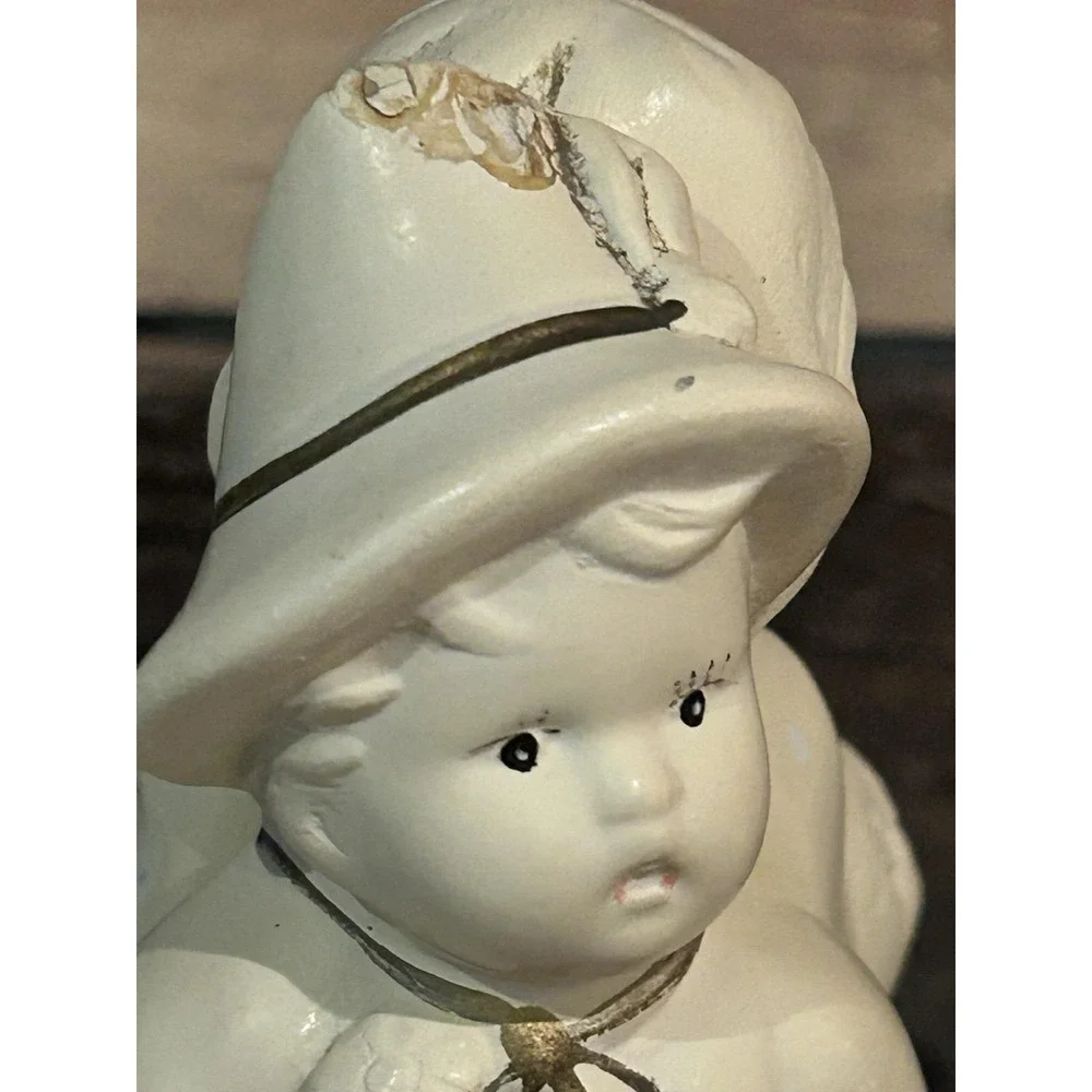 Bookends‎ 1940s Coventry Ware boy & girl ivory gold details 5